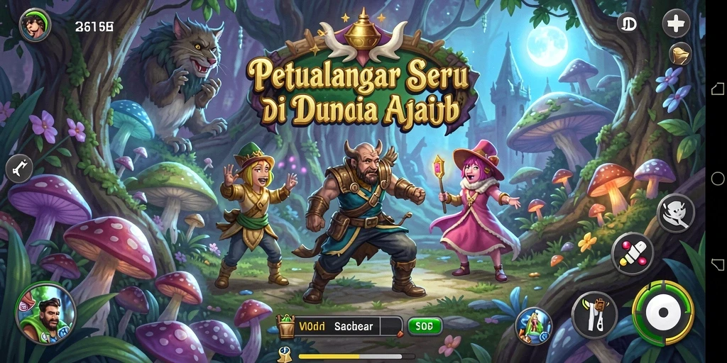 Gameplay petualangan menarik di dunia ajaib.