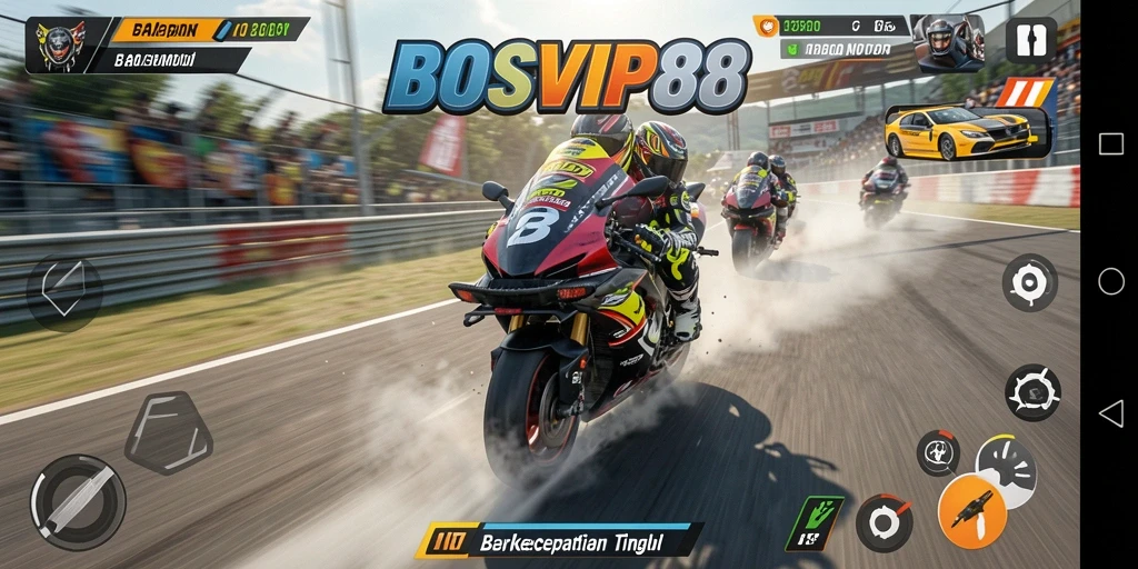 Tampilan menakjubkan dari gameplay balapan motor di BOSVIP88.