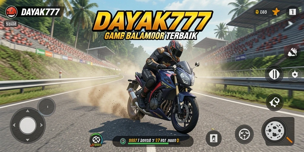 Screenshot DAYAK777 menampilkan aksi balap motor yang mendebarkan.