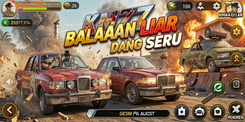 Tangkapan layar gameplay KM777 dengan aksi balapan yang mendebarkan.