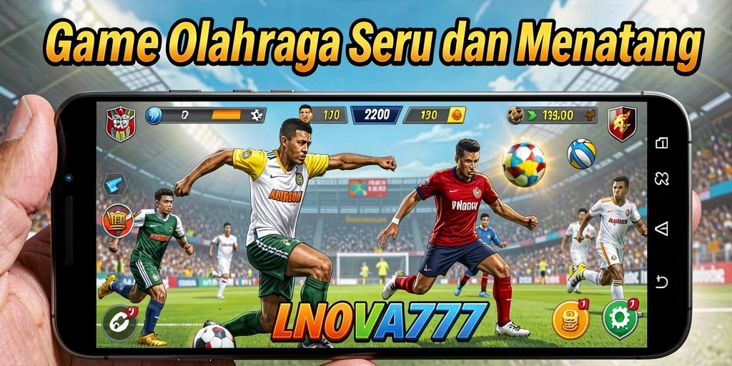 Screenshot LNOVA777 menampilkan aksi seru di lapangan olahraga.
