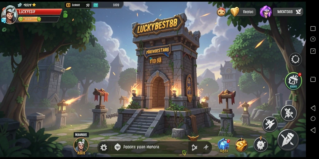 Tampilan gameplay menarik LUCKYBEST88 dalam mode Tower Defense.