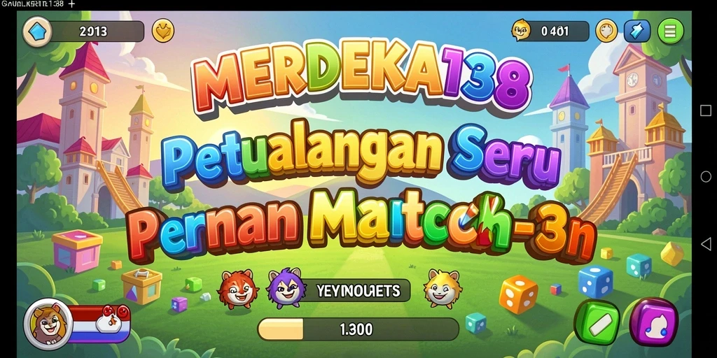 Tampilan gameplay seru di MERDEKA138 dengan berbagai tantangan Match-3.