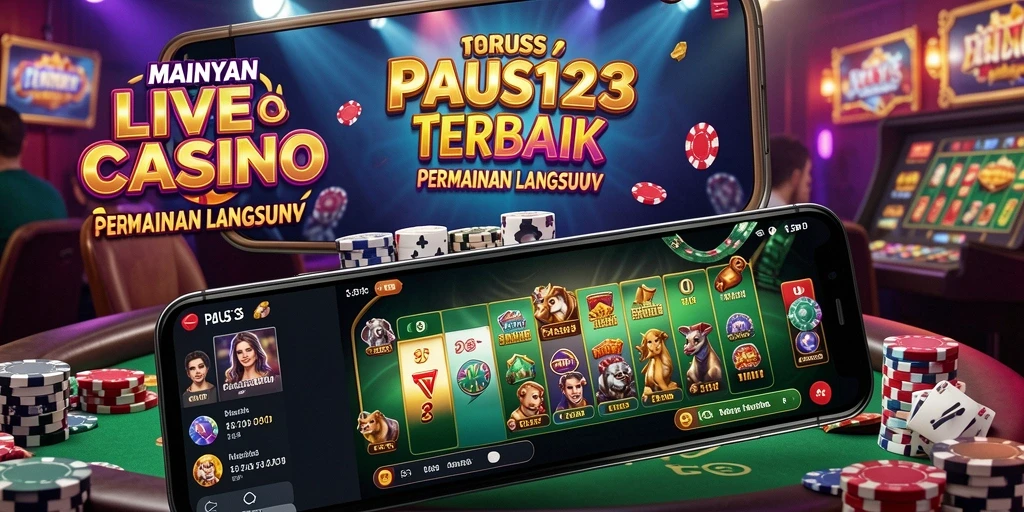 Screenshot utama PAUS123 menunjukkan gameplay Live Casino yang mendebarkan.