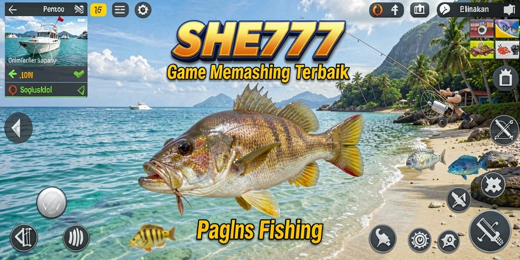 Tampilan gameplay menarik saat memancing di SHE777.
