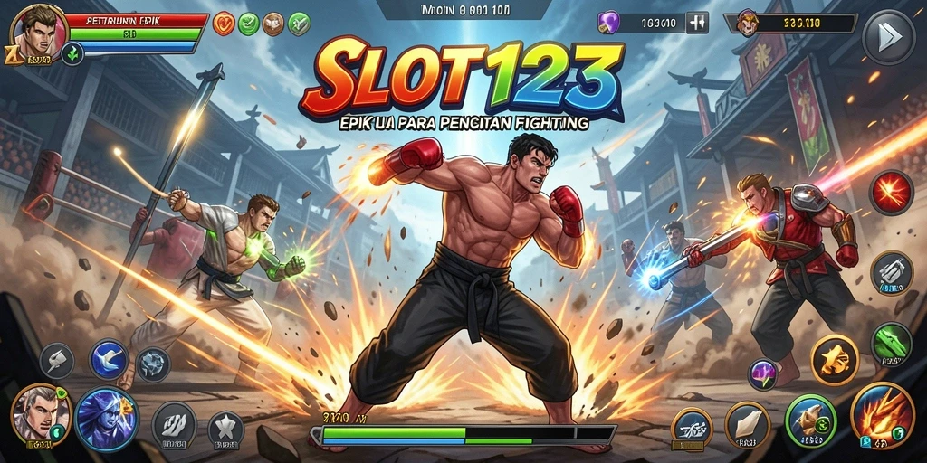 Tampilan gameplay SLOT123 yang intens dan memukau dalam pertarungan.